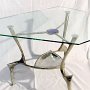           table basse (inox, verre, verre bleu)