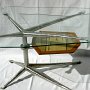 table basse (inox, verre, bois)
